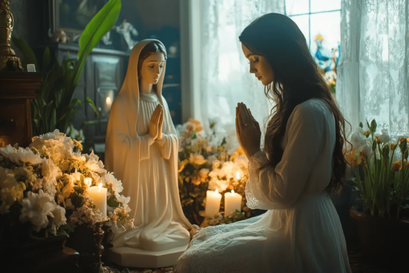 Imagem de Santa com devotos