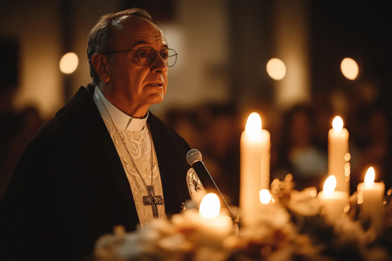 Padre Alessandro Campos durante apresentação