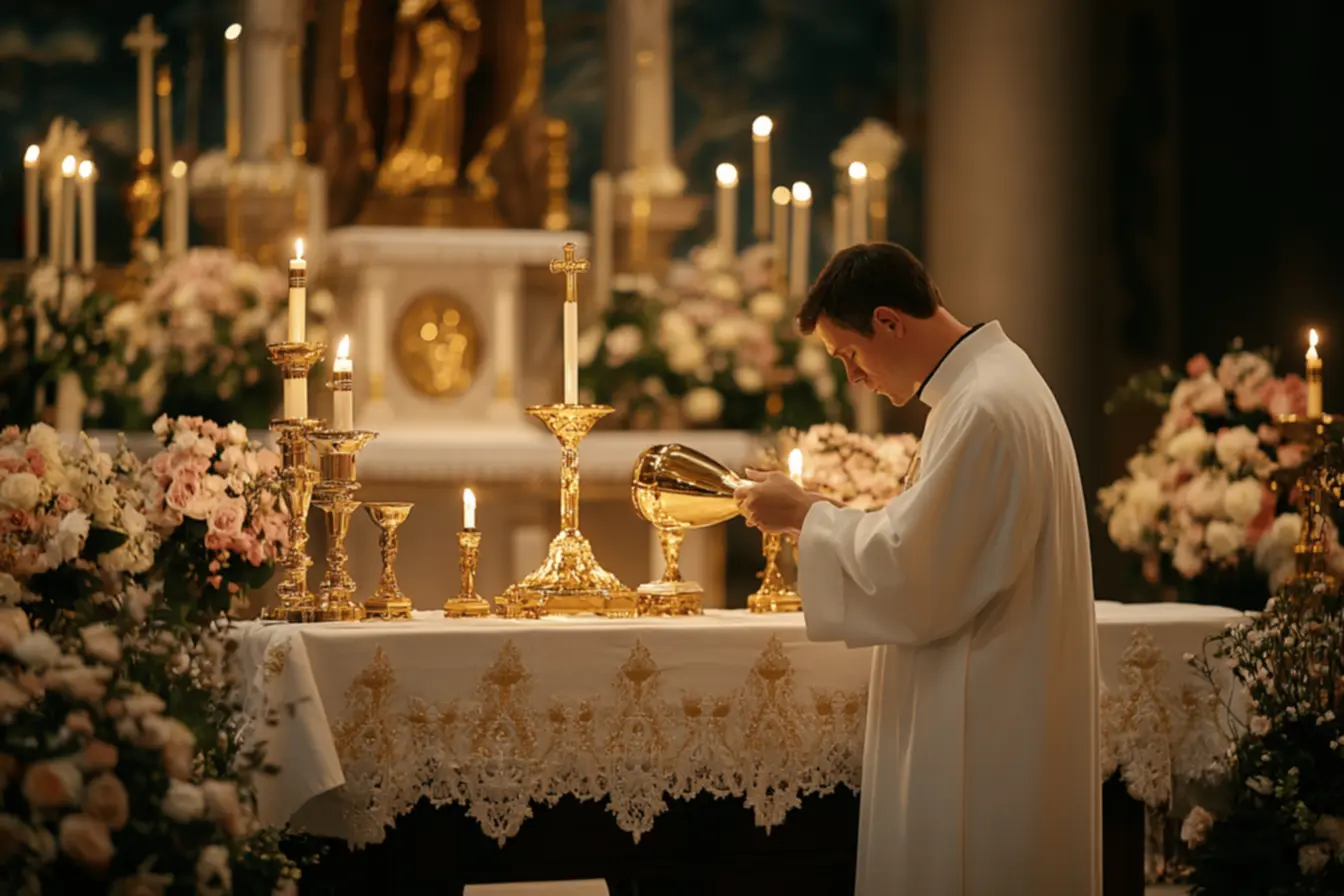 Toalha de altar durante uma celebração