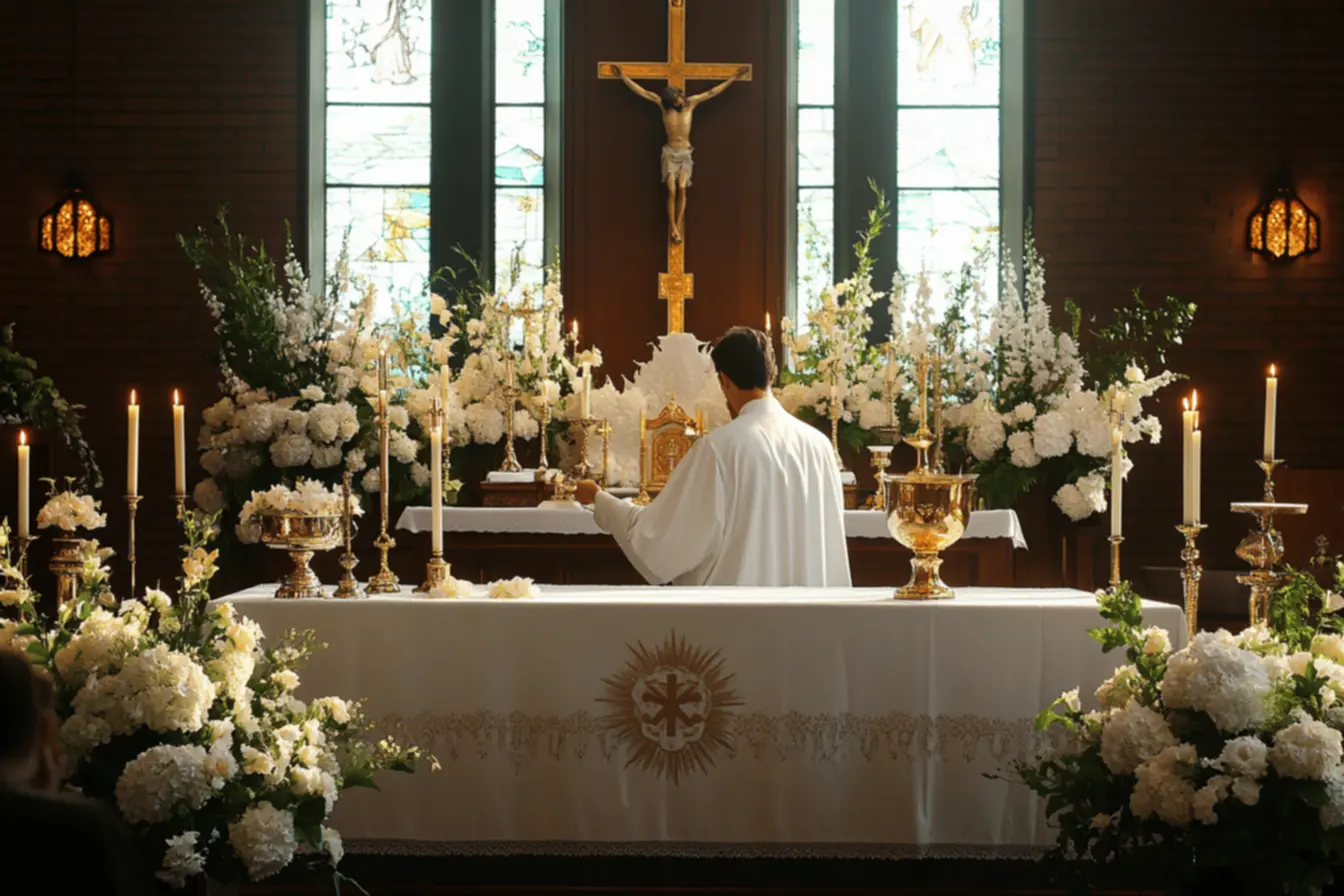 Toalha de altar na cor vermelha