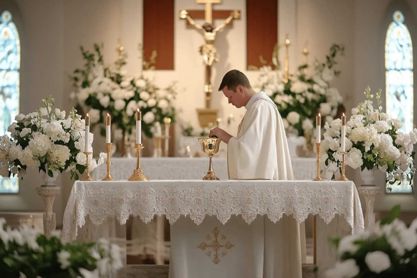Toalha de altar verde simbolizando esperança