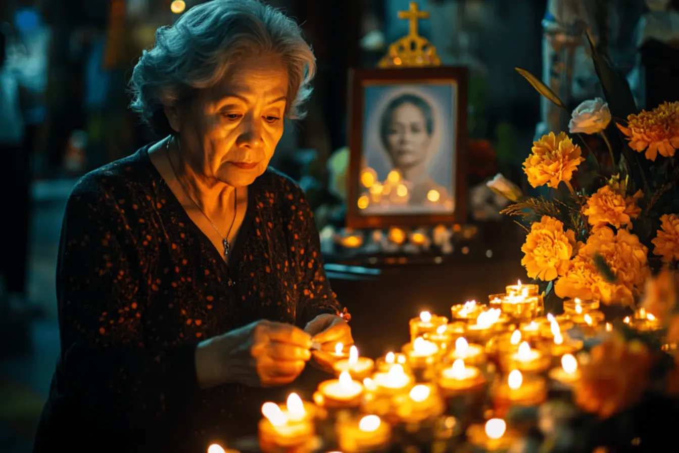 Velas acesas em homenagem aos mortos