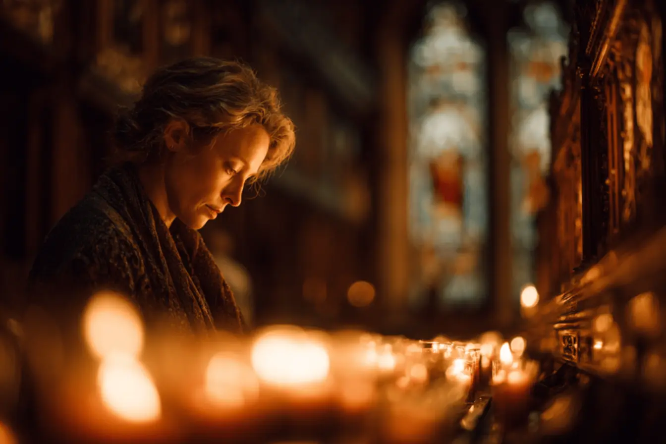 Velas acesas em uma igreja
