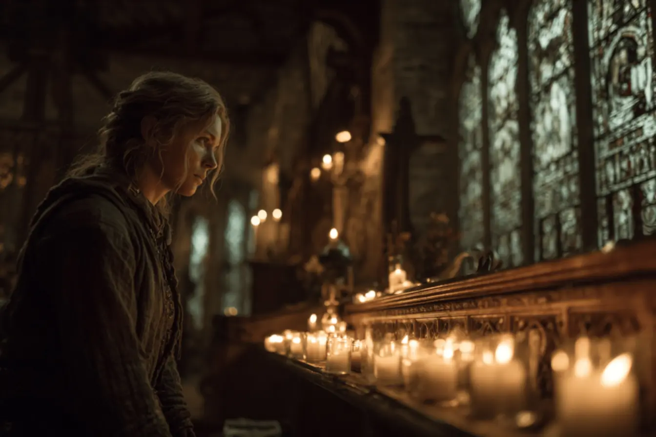 Candelabros com velas em uma missa