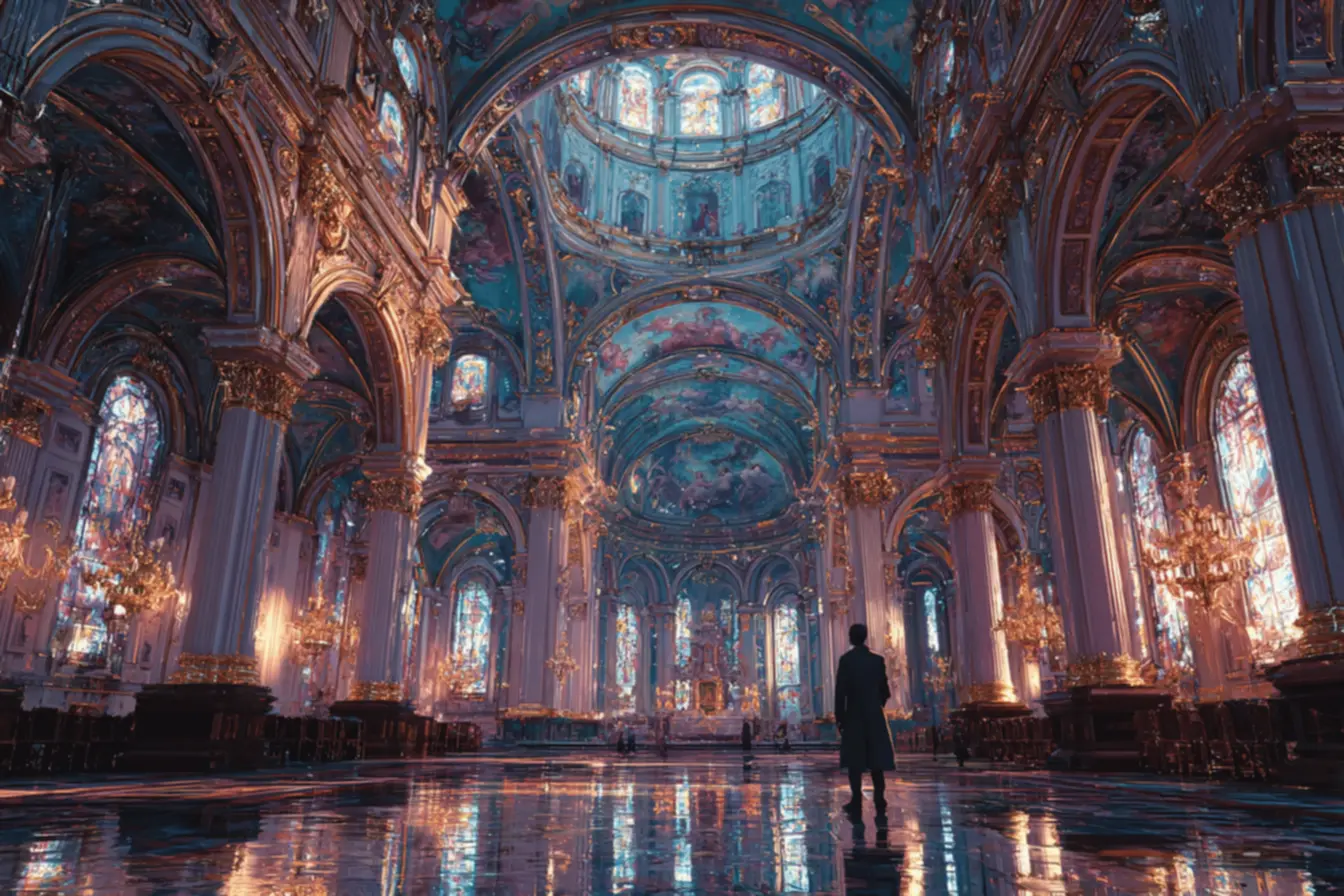 Interior de Igreja Barroca com Jogo de Luz