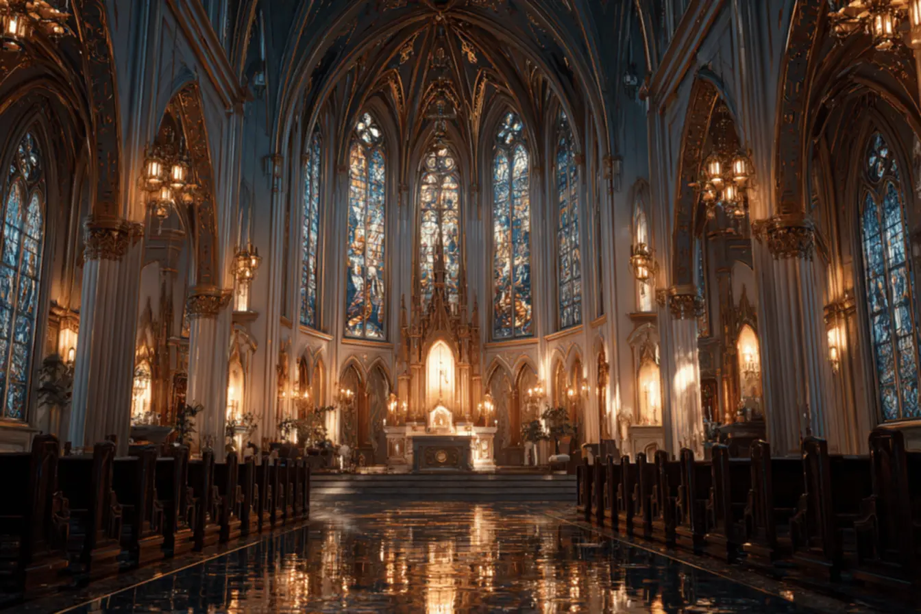 Um confessionário, representando o sacramento da Penitência na Igreja Católica