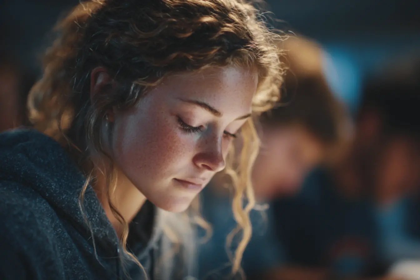 Mãos unidas em oração, simbolizando a fé e a busca por serenidade na oração antes da prova católica.