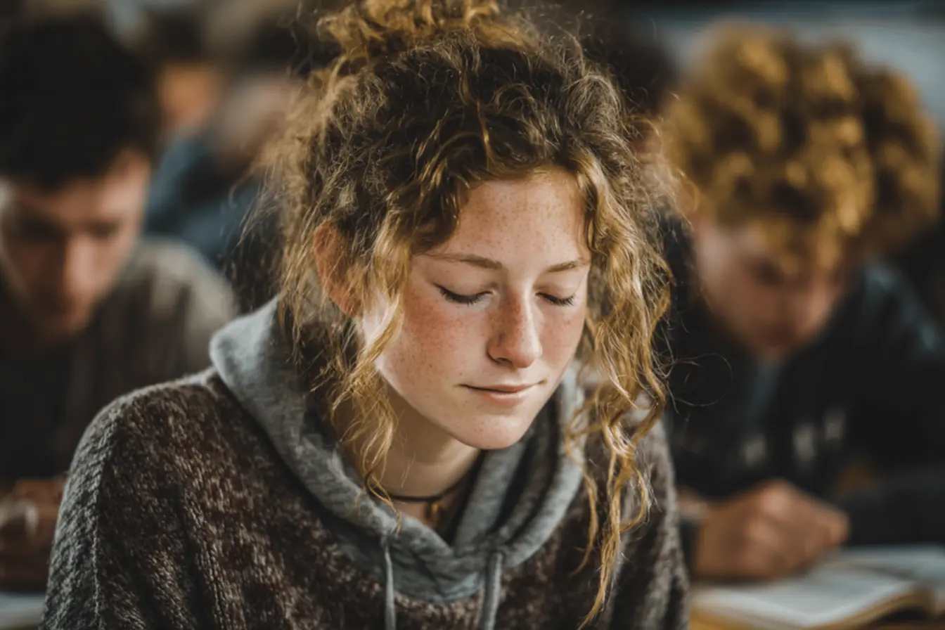 Uma pessoa escrevendo em um caderno, refletindo a importância da oração antes da prova católica aliada ao estudo.