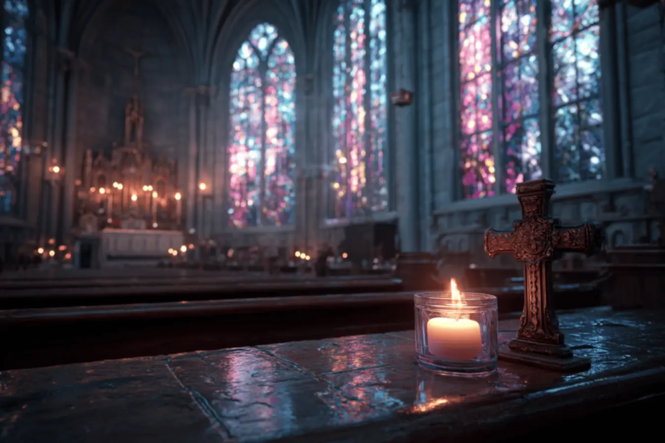 Uma mão estendida em sinal de acolhimento, representando a misericórdia de Deus diante da lista de pecados católicos.