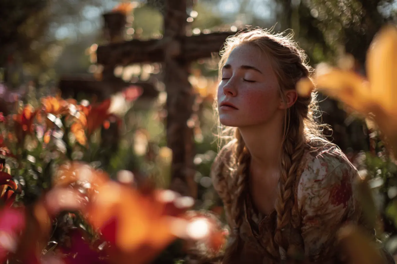 Cenário religioso com elementos de Páscoa