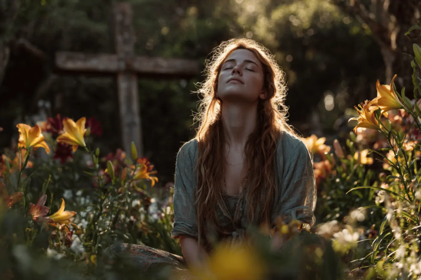 Cenário de comunidades em oração durante a Páscoa