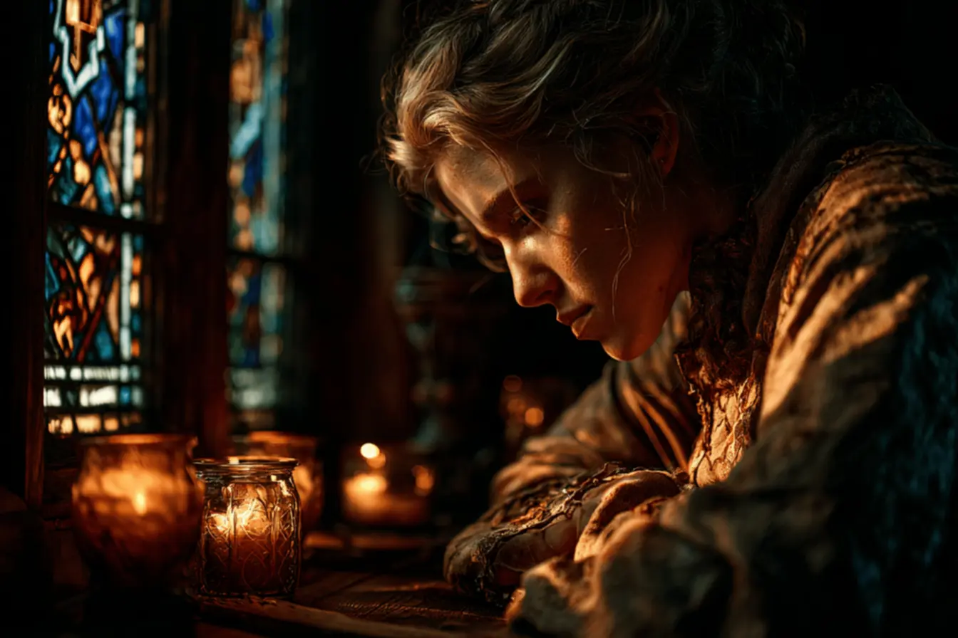 Representação da profundidade espiritual do ato de contrição católico.