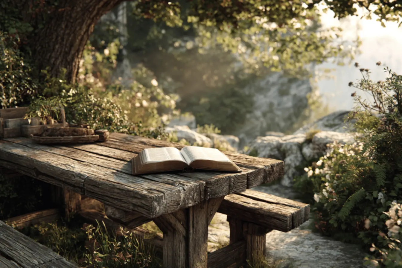 Mãos segurando a Bíblia aberta no Salmo 35 católico