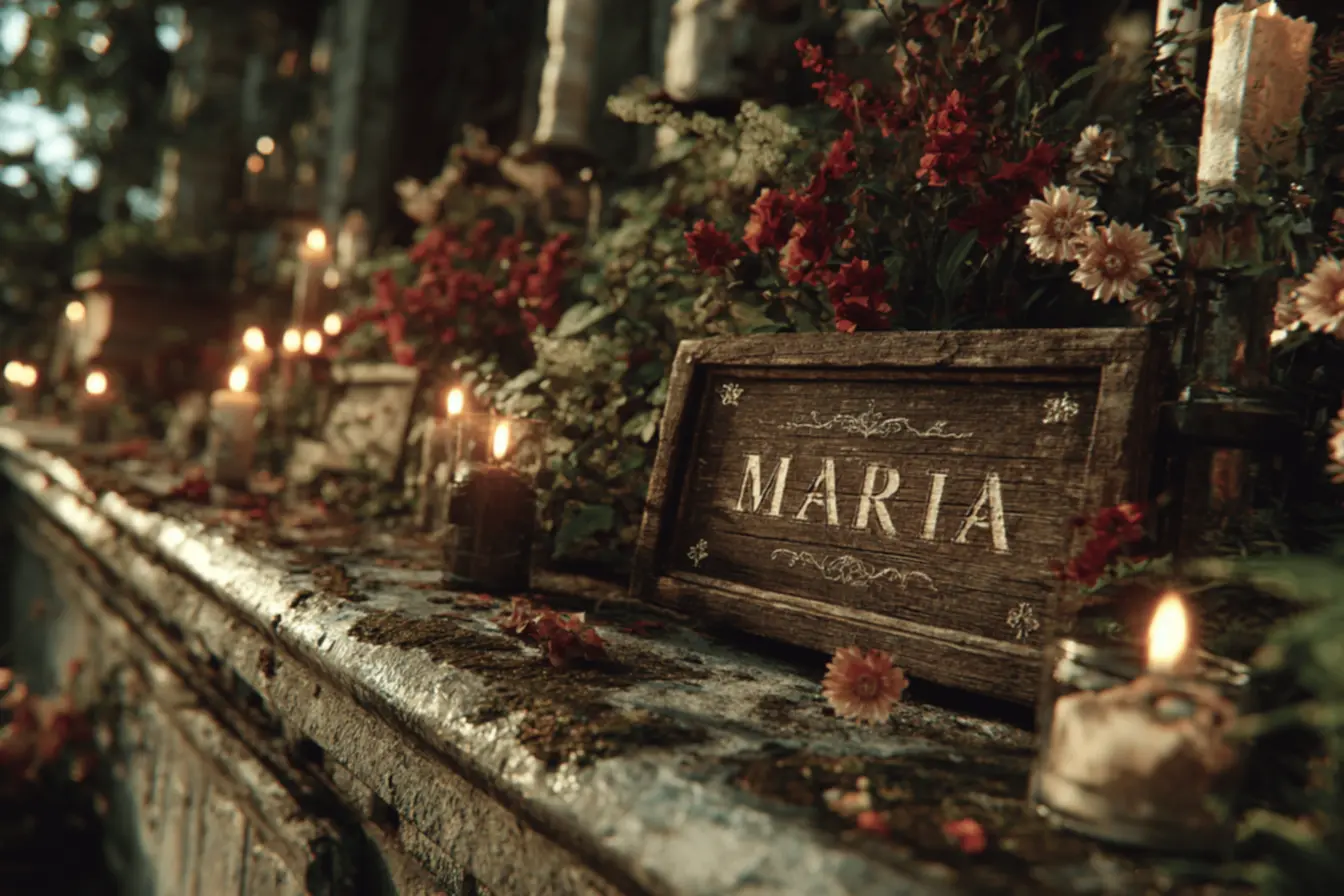 Uma mãe e sua filha em oração, refletindo sobre nomes católicos femininos e sua vocação.