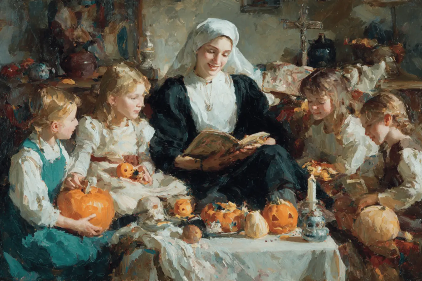 Decoração de Halloween com tema de santos