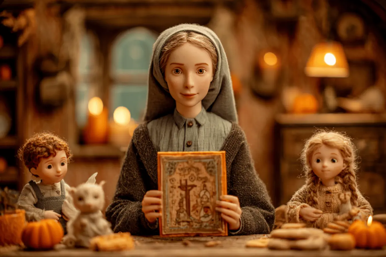 Cenário de Halloween refletindo tradições cristãs