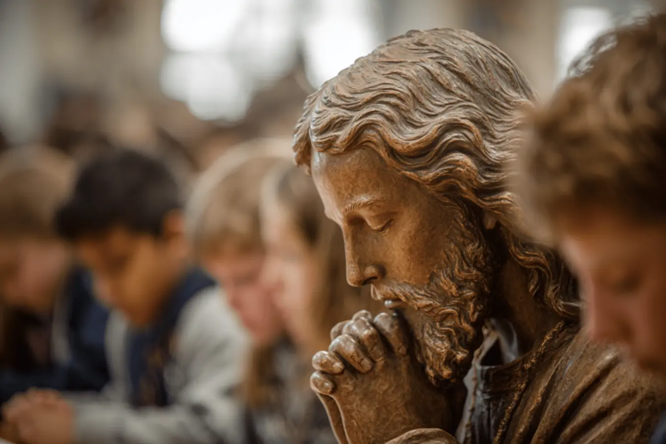 Crianças orando em família