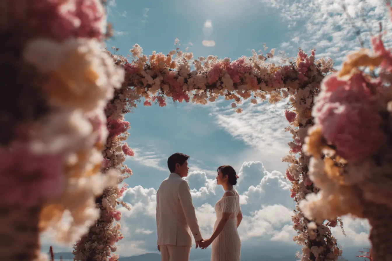 Padrinhos apoiando casal de noivos