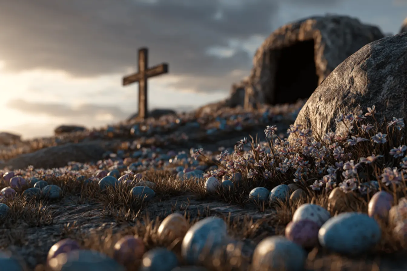 O pão e o vinho, elementos sagrados entre os símbolos da páscoa católica.