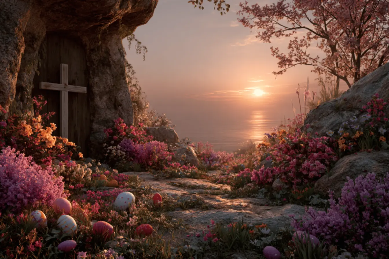 Um círio pascal iluminado, símbolo da páscoa católica e da ressurreição.