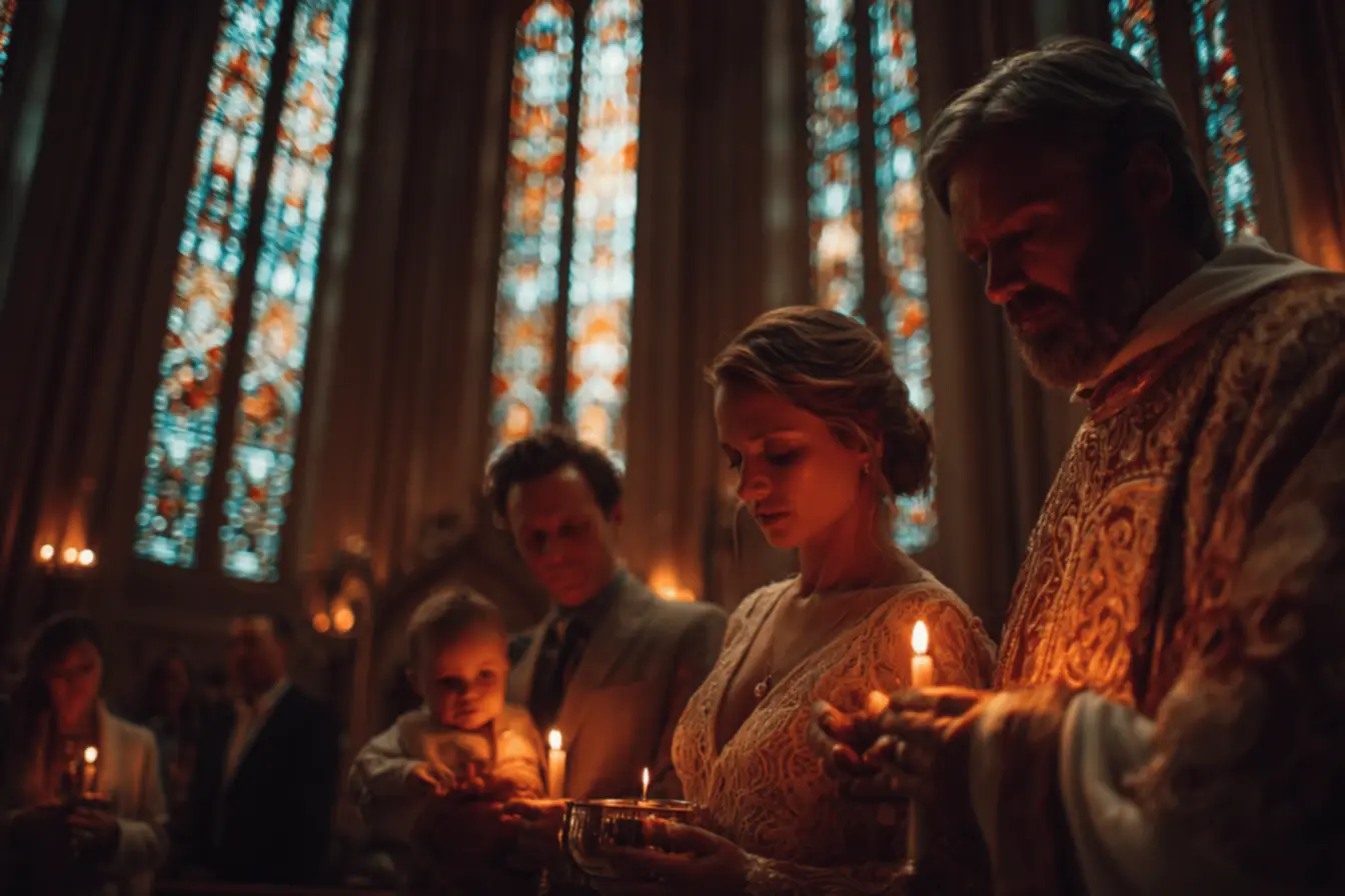 Símbolos e significado do batismo na Igreja Católica, explicando como funciona o batismo na igreja católica