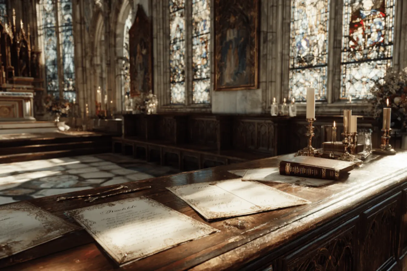 Um casal feliz após organizar os documentos para casamento na igreja católica.