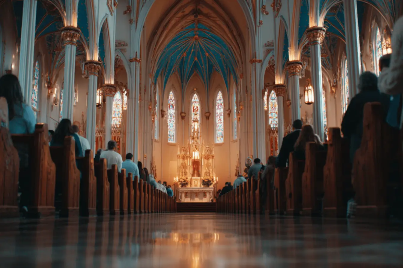 Ministério de música tocando violão e cantando, promovendo a música da igreja católica