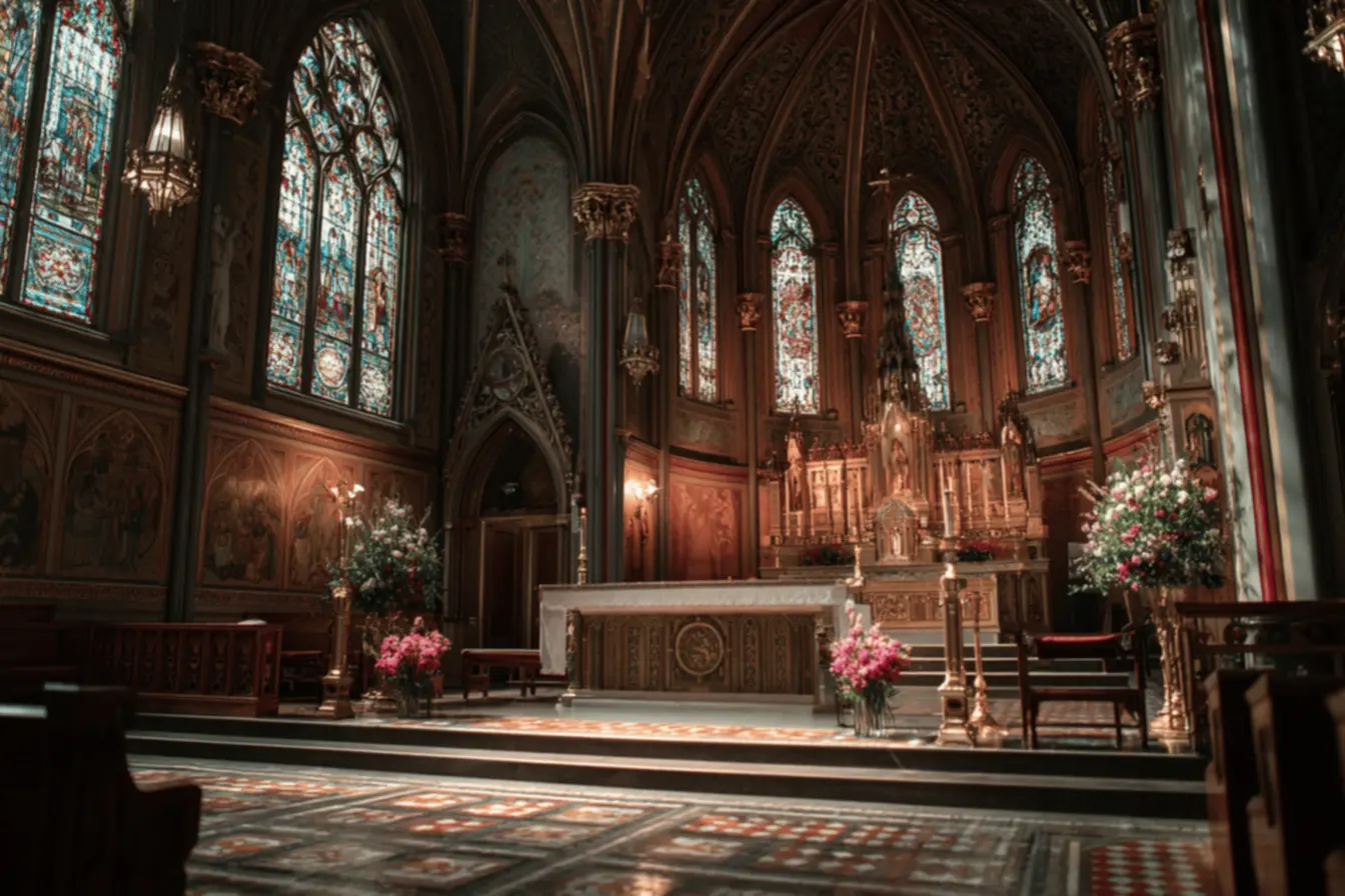 Partitura de canto gregoriano ou música sacra, representando a rica tradição da música da igreja católica