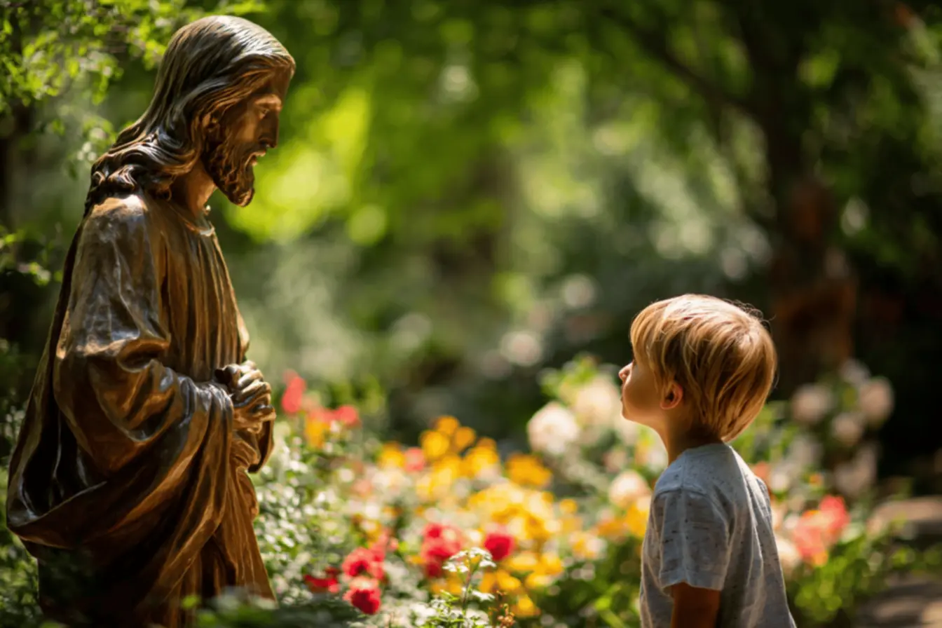 Crianças aprendendo valores cristãos com desenhos