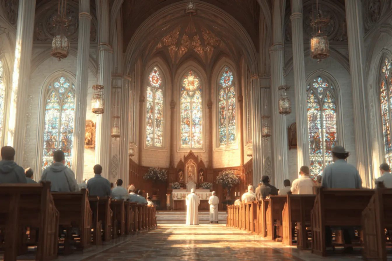 Uma pessoa em oração, simbolizando a espiritualidade católica