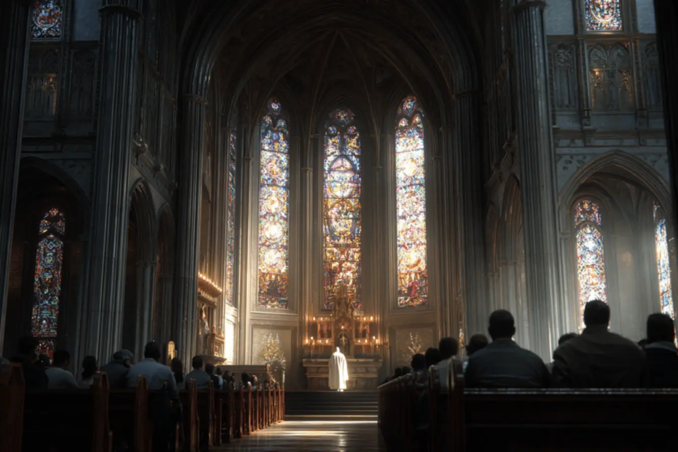 Mãos unidas em oração, simbolizando a união e a comunidade na espiritualidade católica