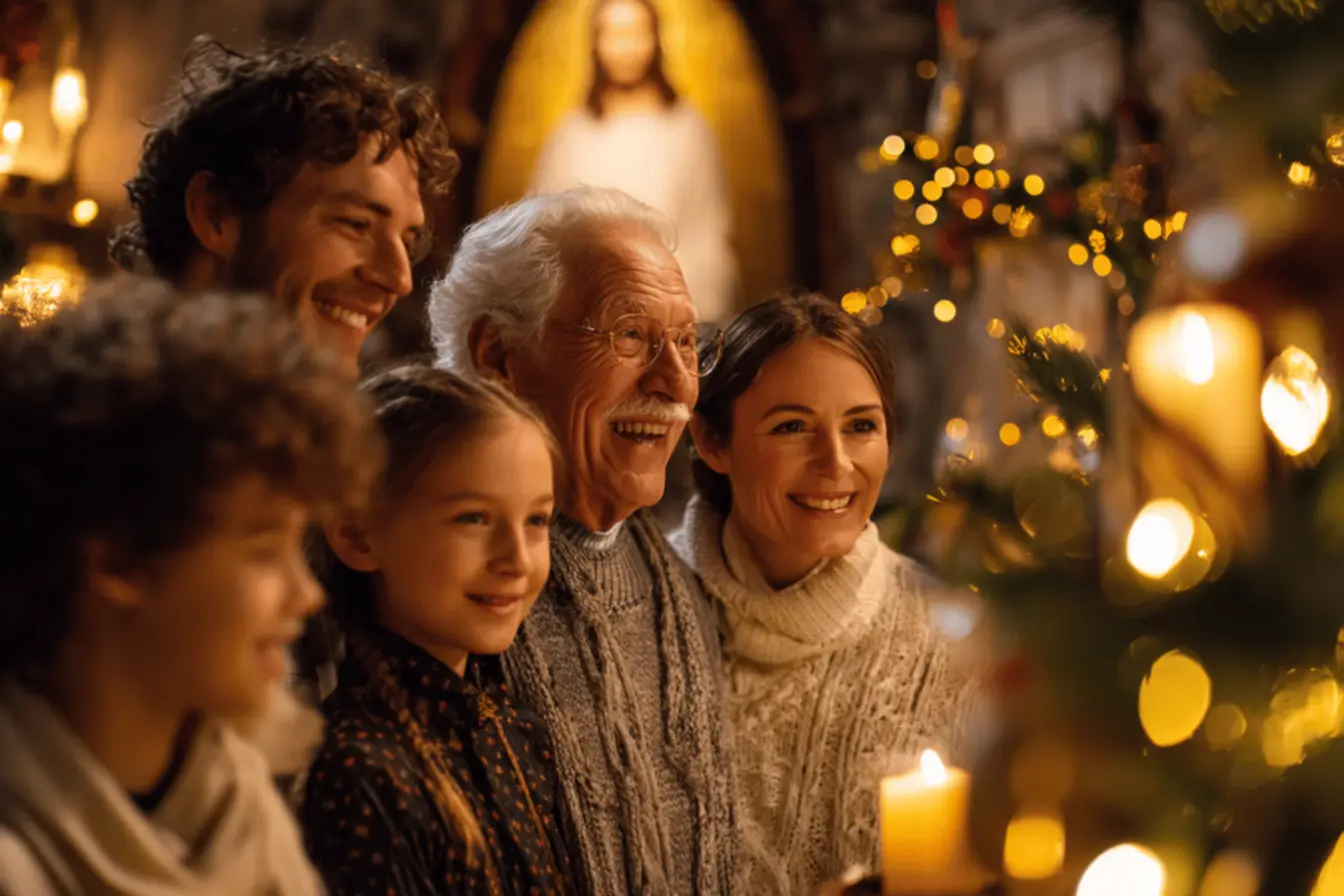 Familia celebrando o Natal em união e paz