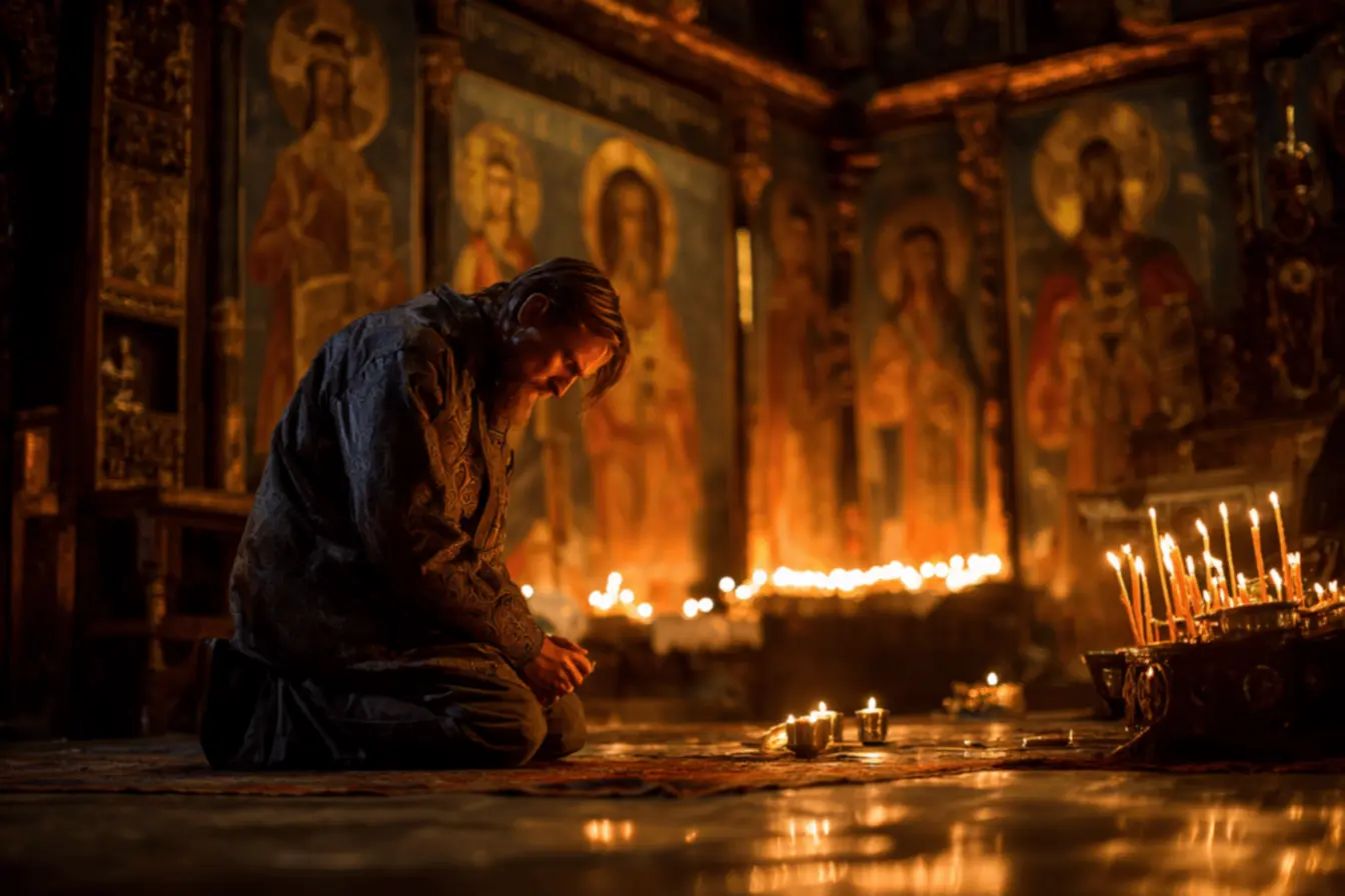 Imagem de um santo em oração