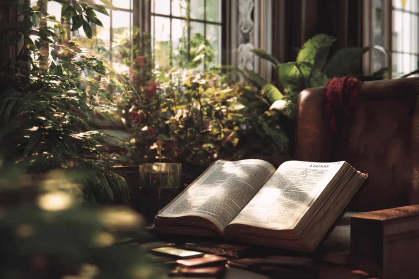 Mulher estudando o Catecismo da Igreja Católica.