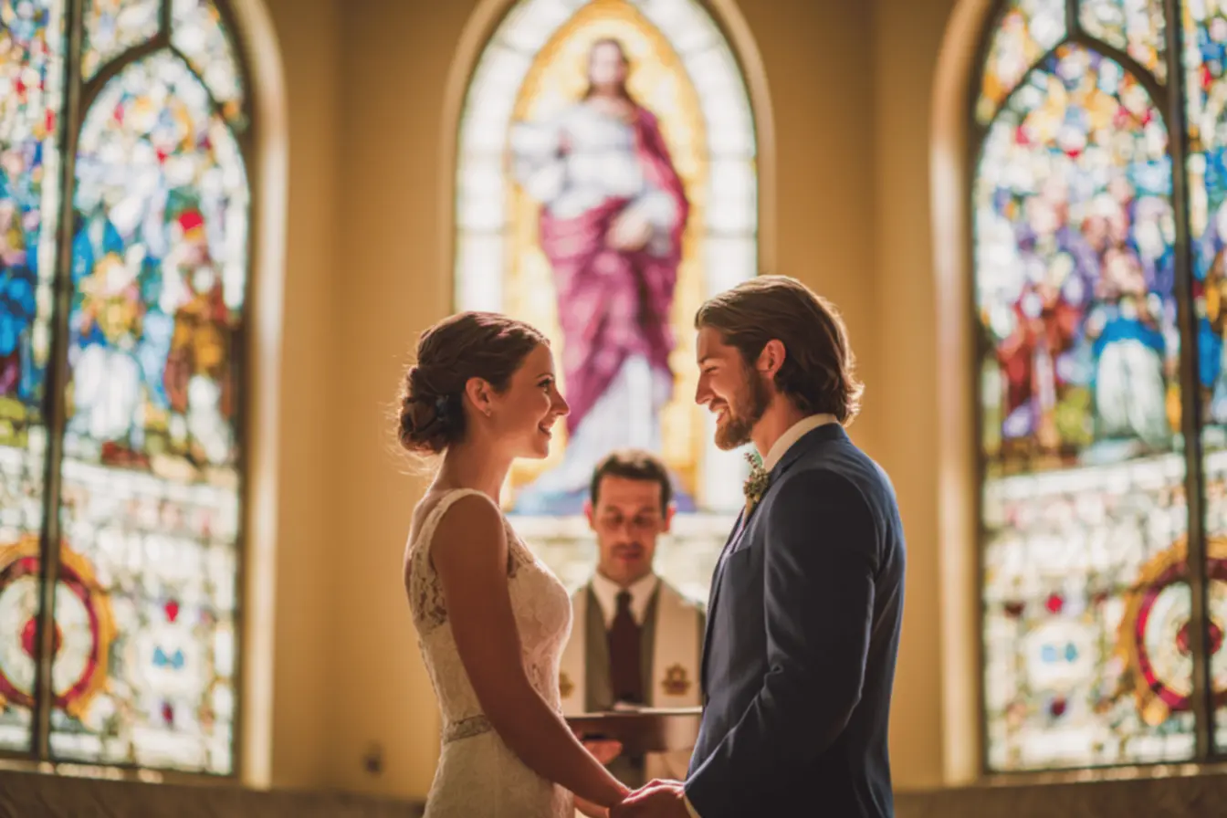 Casal de Noivos Rezando Juntos