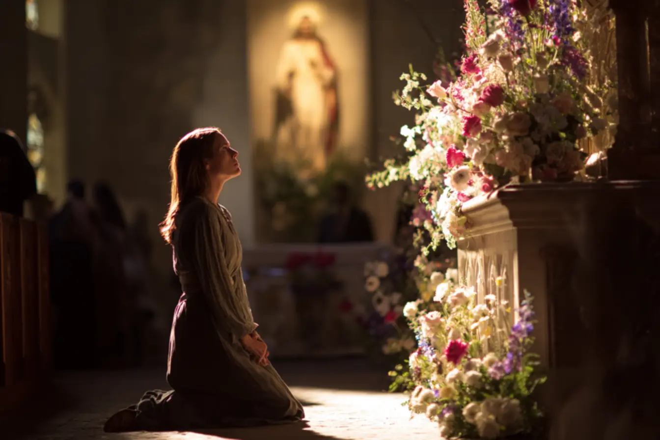 Mulheres em oração pela maternidade