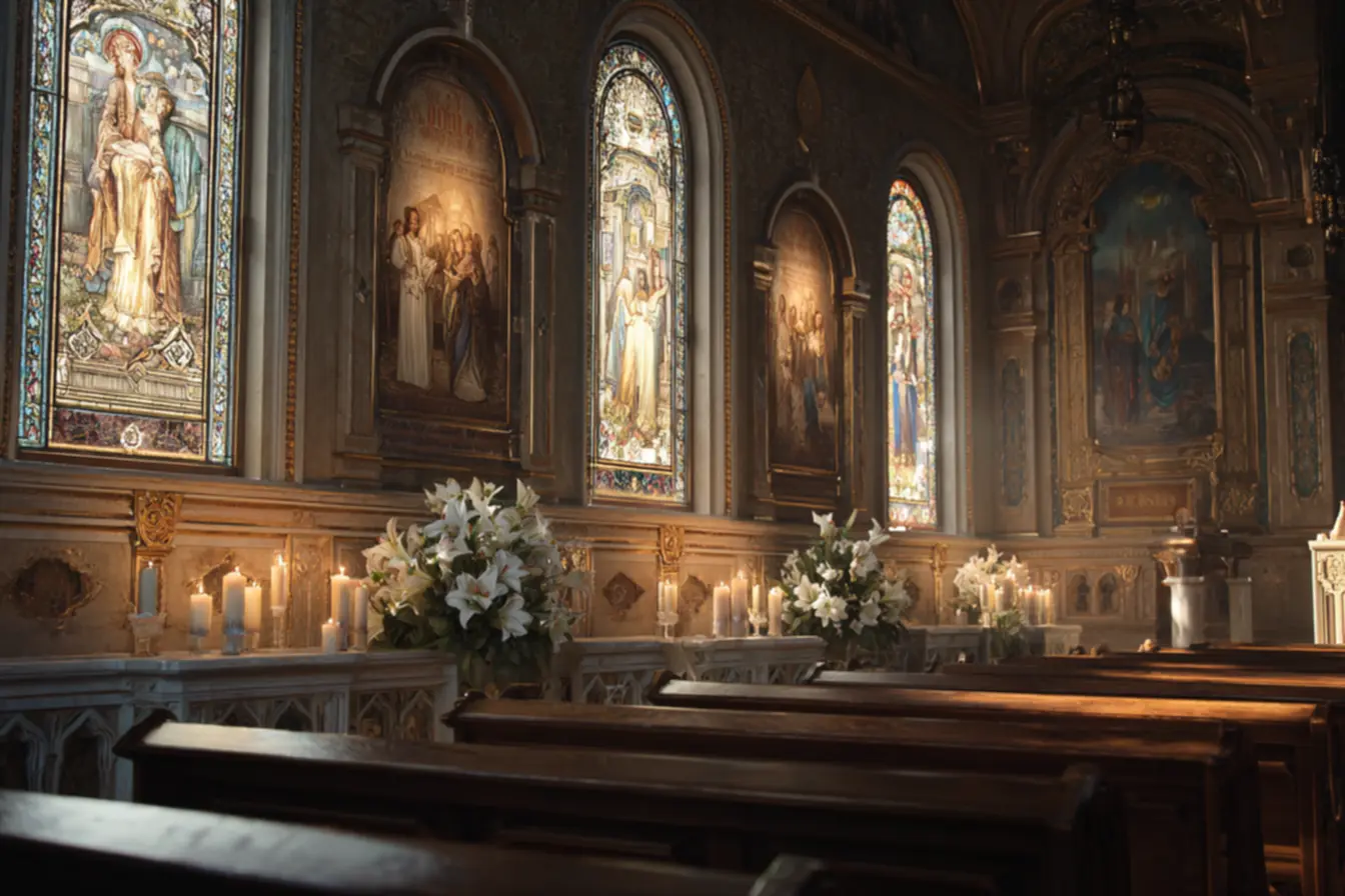 Imagem de santa católica, inspirando a devoção e a reflexão sobre a fé.