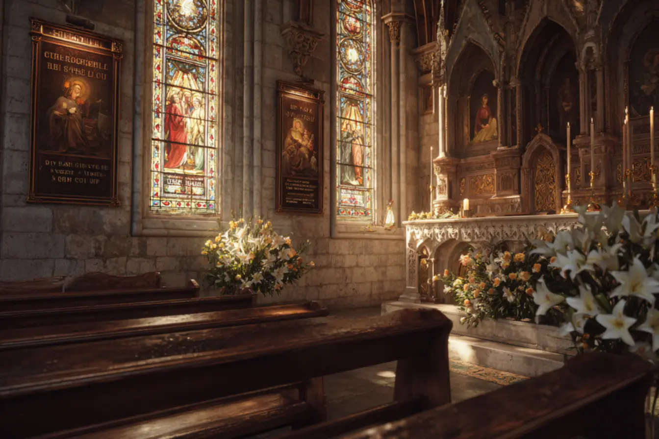 Ilustração de nome de santas católicas e seus significados espirituais