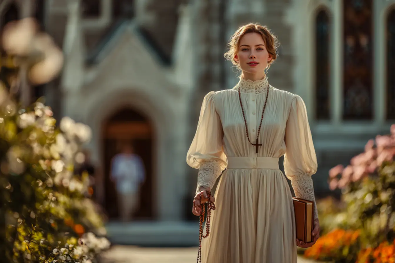 Elegância na moda católica vestidos