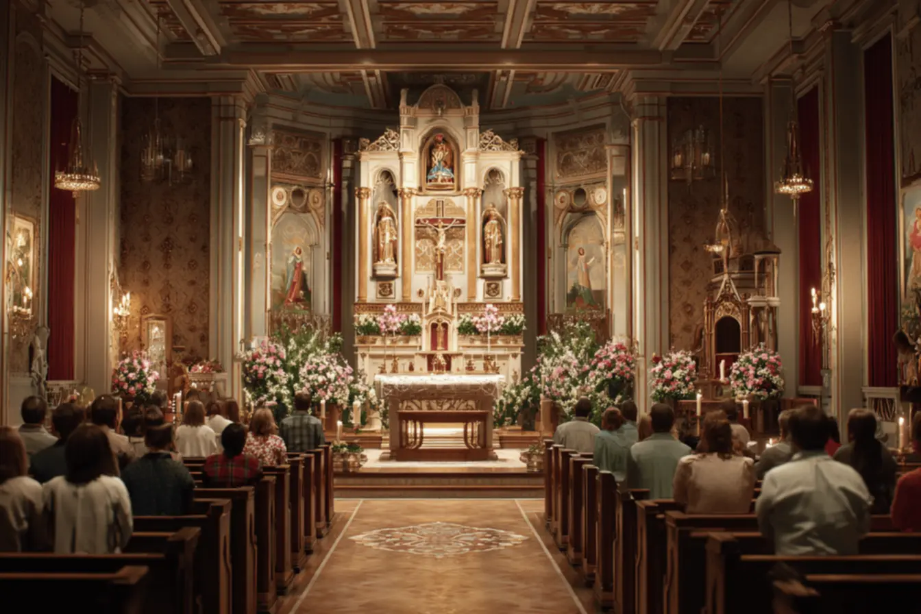 Pessoas superando desafios com fé, representando o parabéns católico na adversidade.
