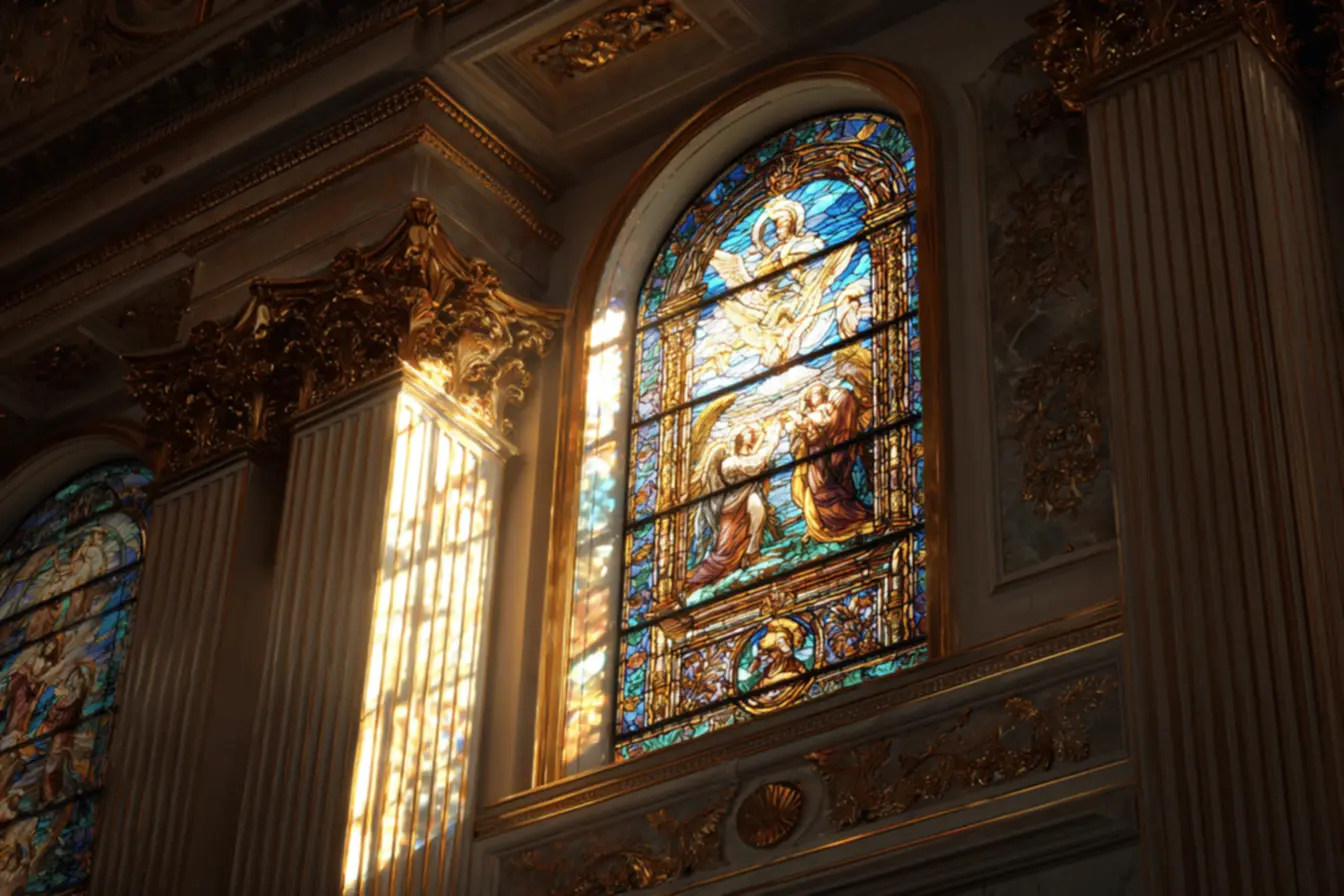 Escultura de um santo em uma igreja barroca, evidenciando a emoção nas artes sacras católicas