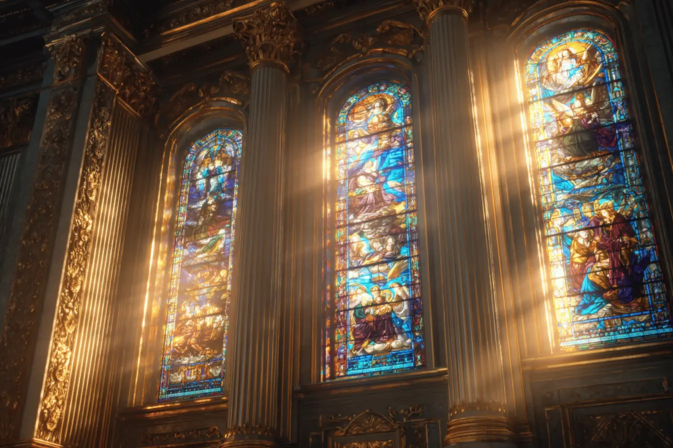 Detalhe de um crucifixo, símbolo central da fé nas artes sacras católicas