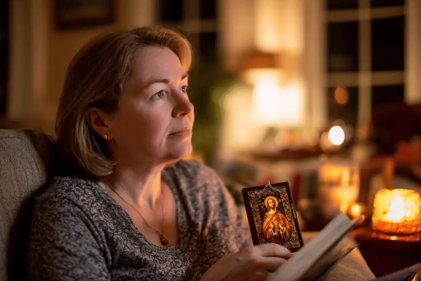 Diversos chaveiros católicos com imagens de santos