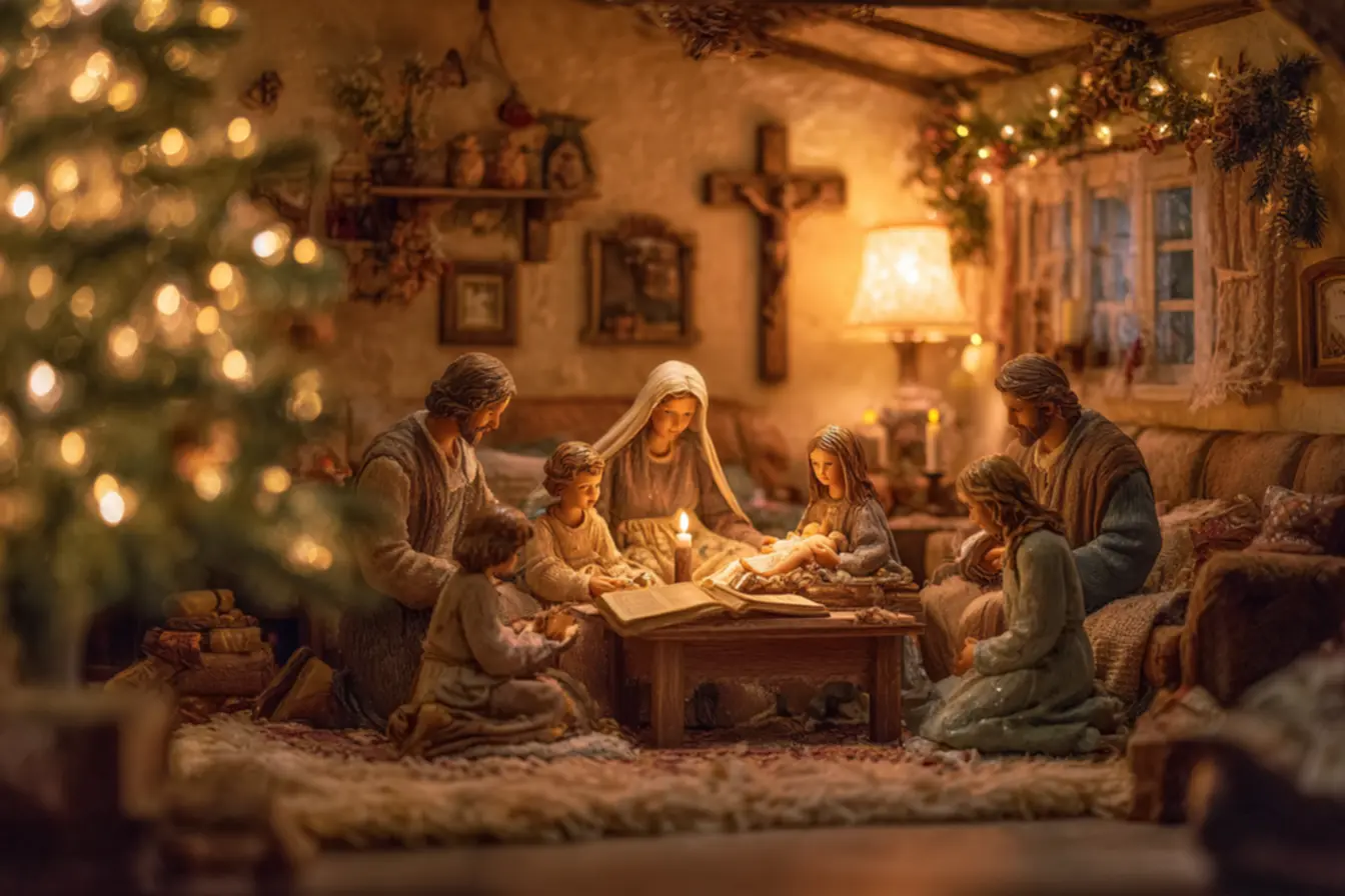 Presépio iluminado, essencial para a novena de natal