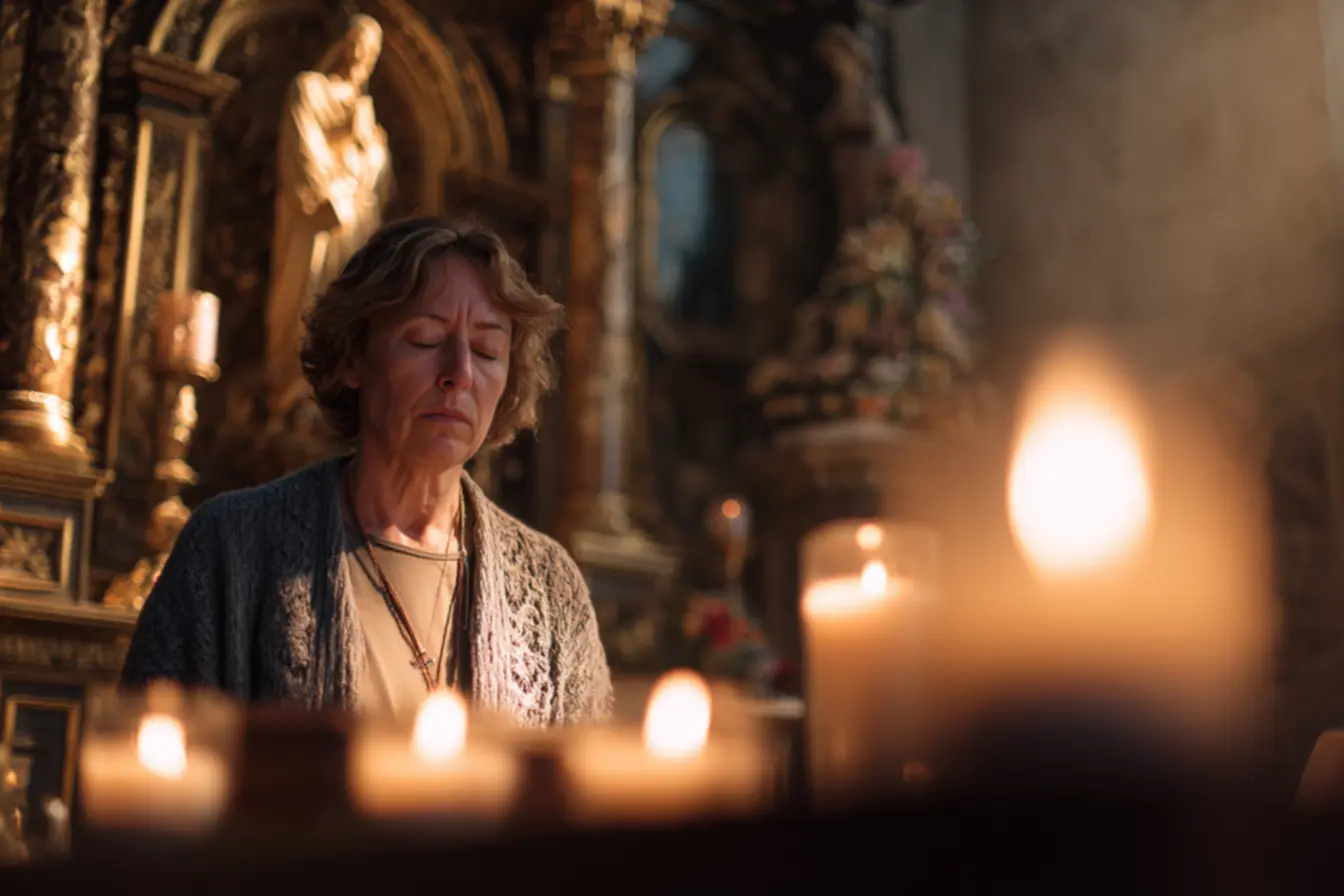 Pessoa acendendo uma vela