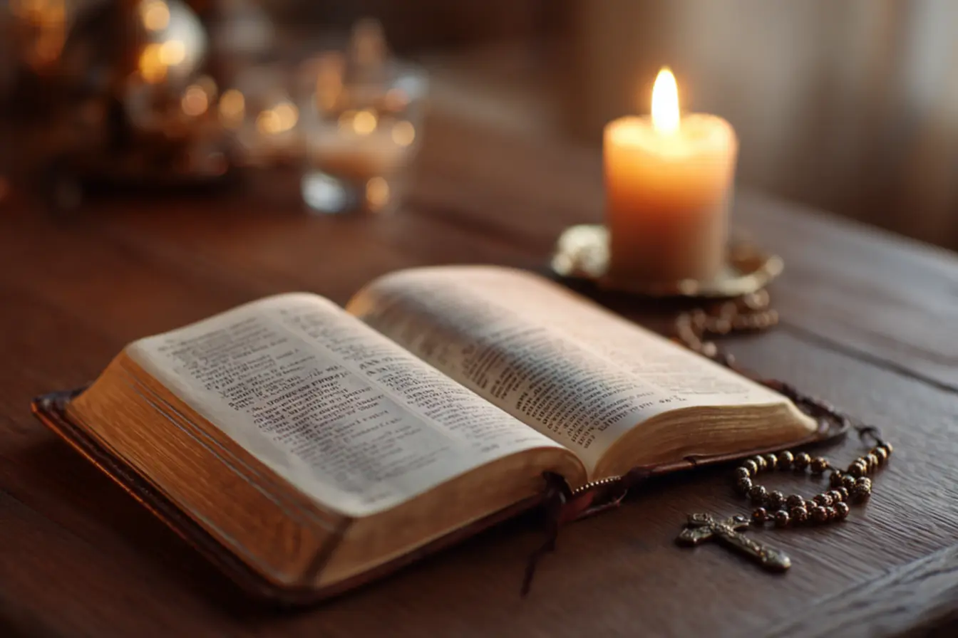 Pessoa escolhendo uma bíblia católica de bolso, observando detalhes importantes.