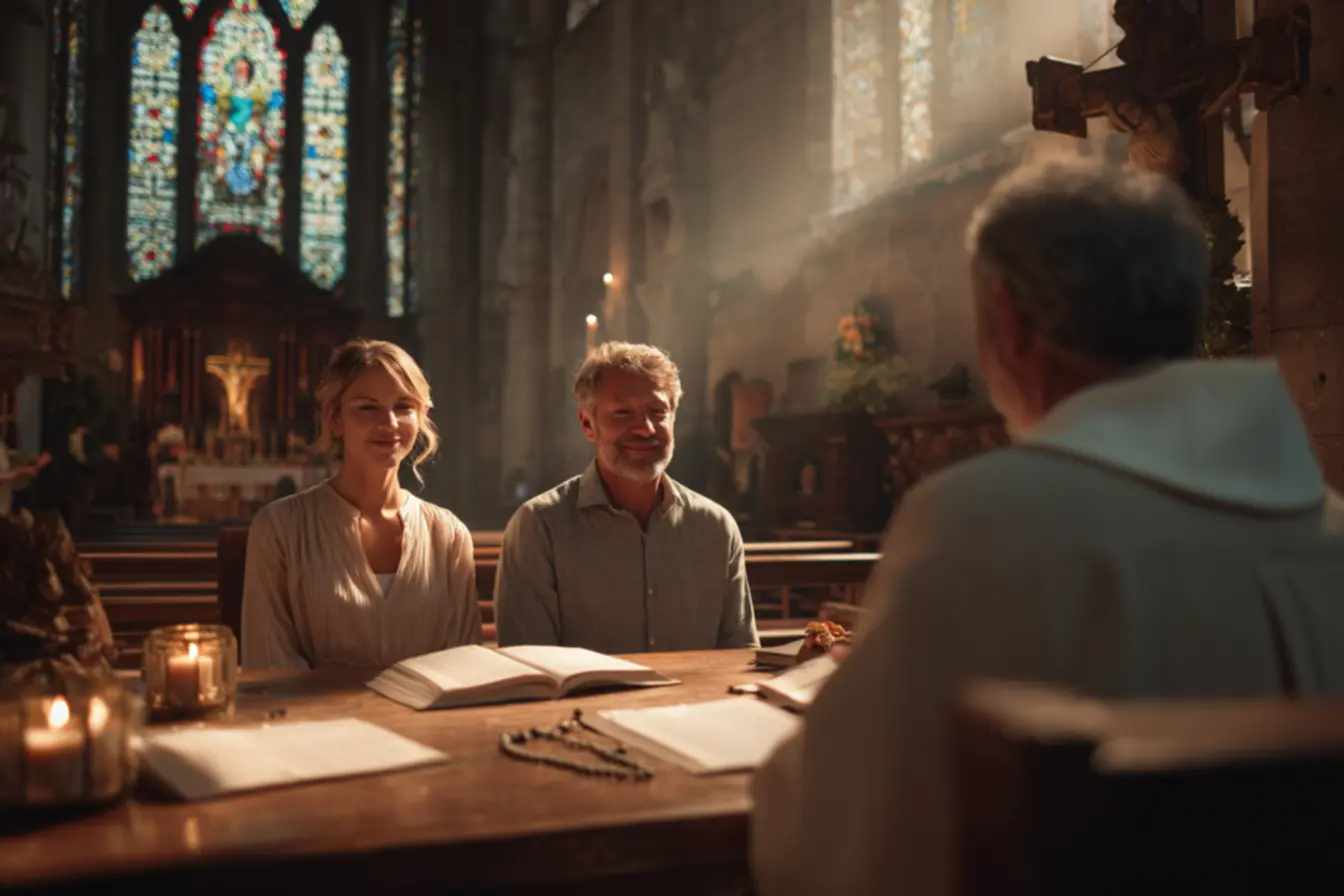 Livros de Direito Canônico sobre uma mesa, representando o estudo das causas para a anulação de casamento na Igreja Católica.