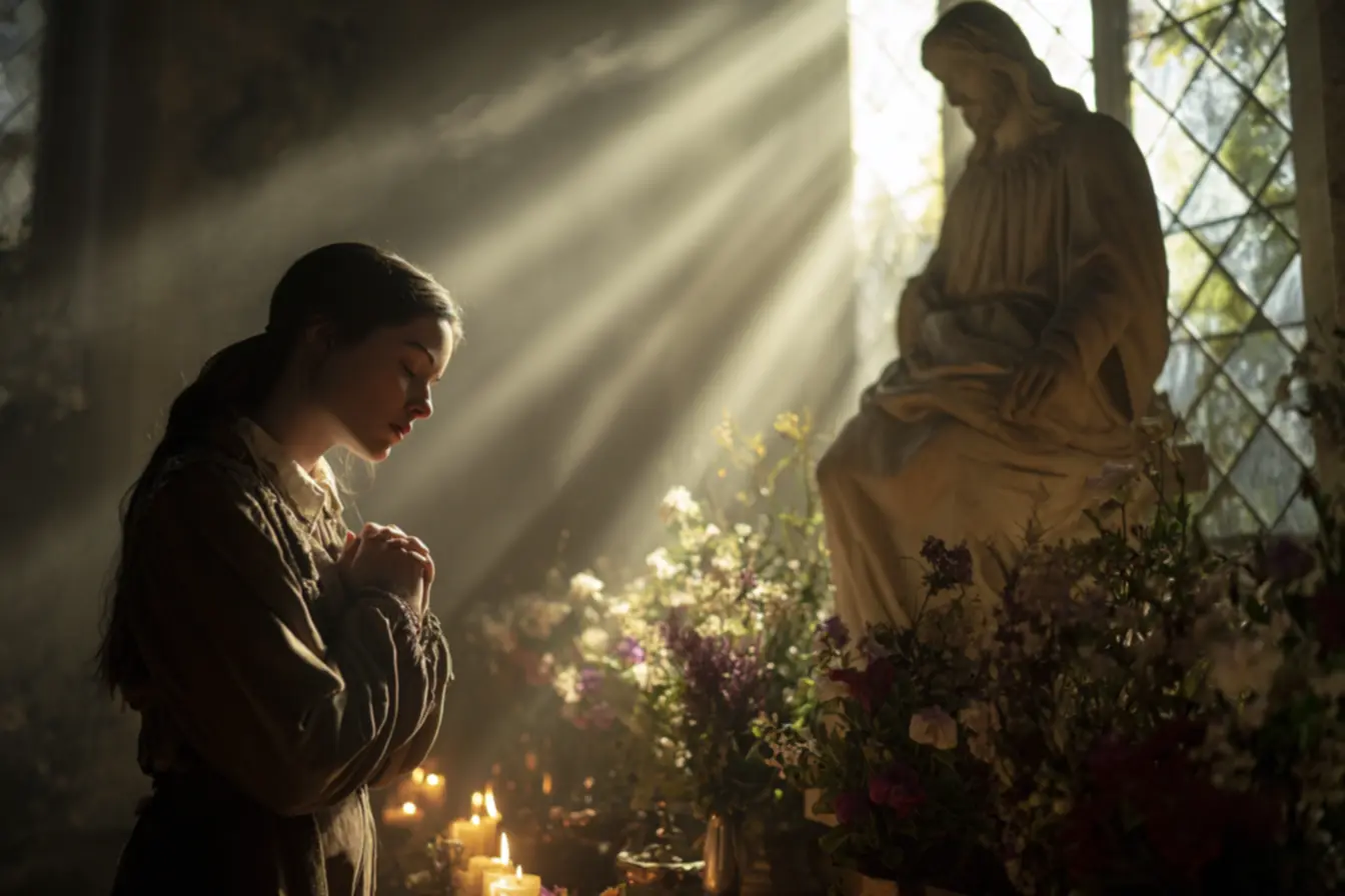 Imagem de Nossa Senhora proporcionando proteção e amor maternal