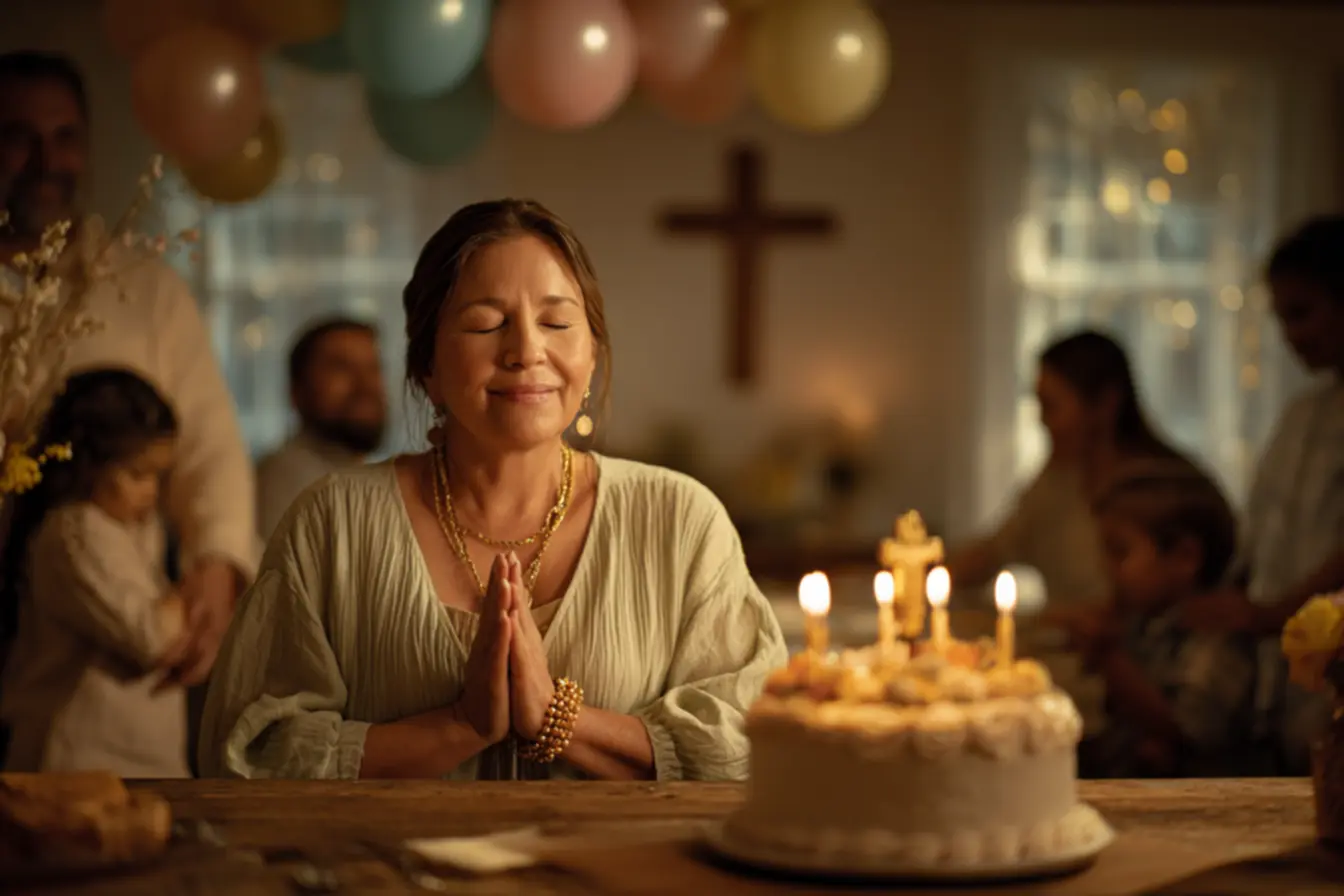 Compartilhando uma mensagem de aniversário católica