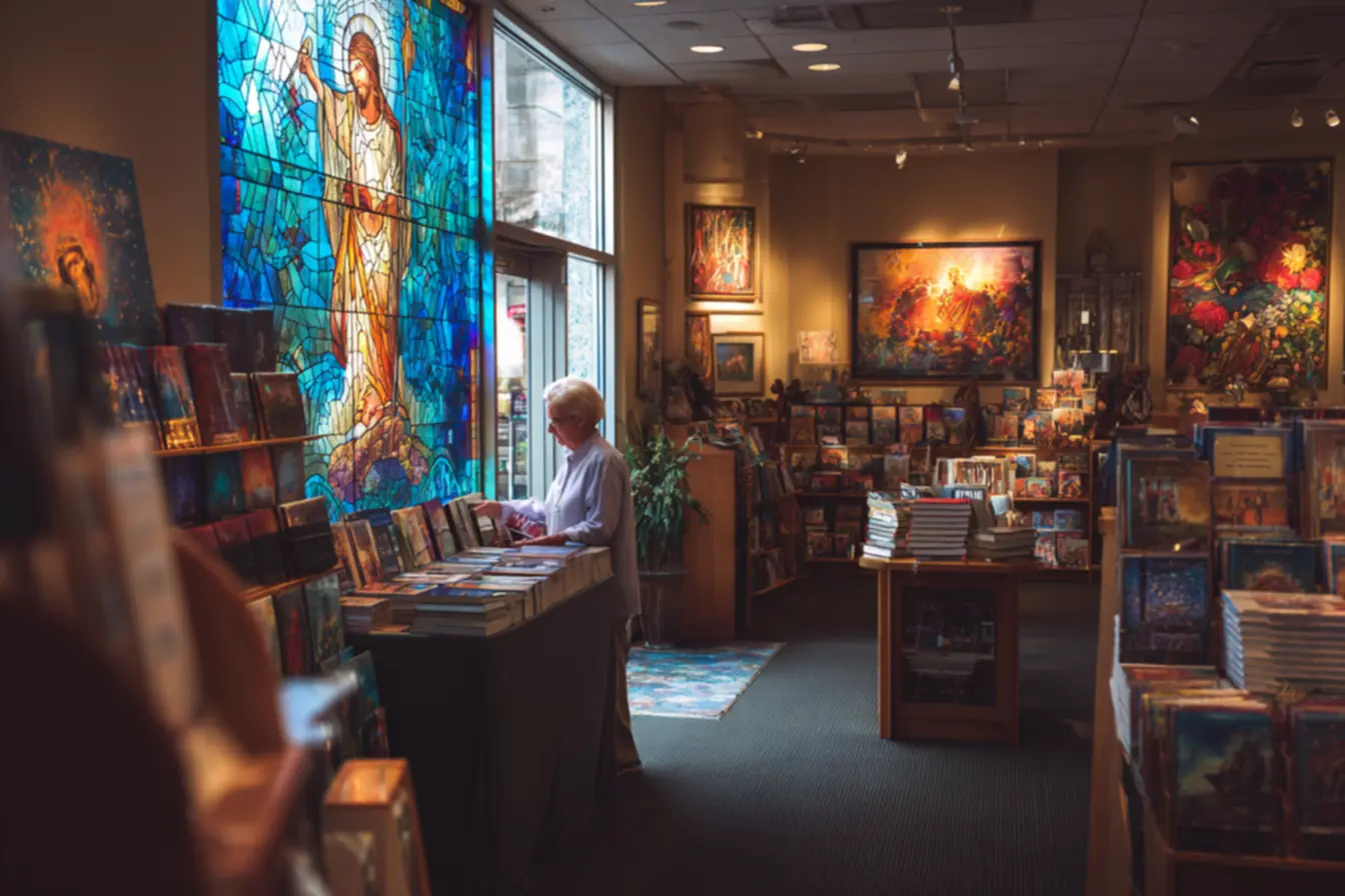 Artigos religiosos em uma livraria católica